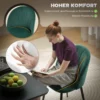 Armloze Eetkamerstoelen Met Gebogen Rugleuning Set Van 2, Fluweel look Accentstoelen Voor Keuken, Woonkamer, Donkergroen