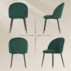 Armloze Eetkamerstoelen Met Gebogen Rugleuning Set Van 2, Fluweel look Accentstoelen Voor Keuken, Woonkamer, Donkergroen