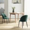 Armloze Eetkamerstoelen Met Gebogen Rugleuning Set Van 2, Fluweel look Accentstoelen Voor Keuken, Woonkamer, Donkergroen