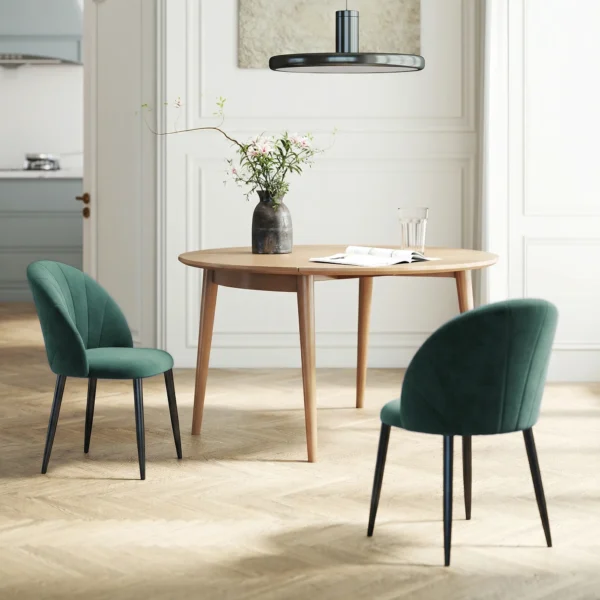 Armloze Eetkamerstoelen Met Gebogen Rugleuning Set Van 2, Fluweel look Accentstoelen Voor Keuken, Woonkamer, Donkergroen