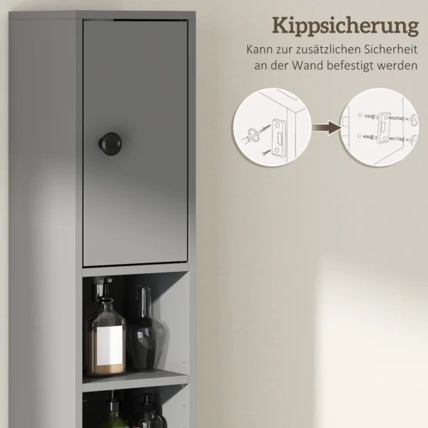 Badkamerkast, 4 Planken, Lade, Spaanplaat, Slank Ontwerp, Grijs