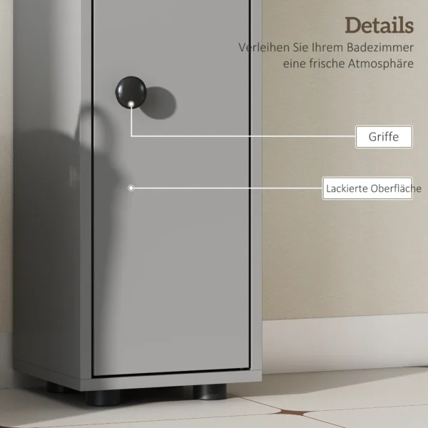 Badkamerkast, 4 Planken, Lade, Spaanplaat, Slank Ontwerp, Grijs