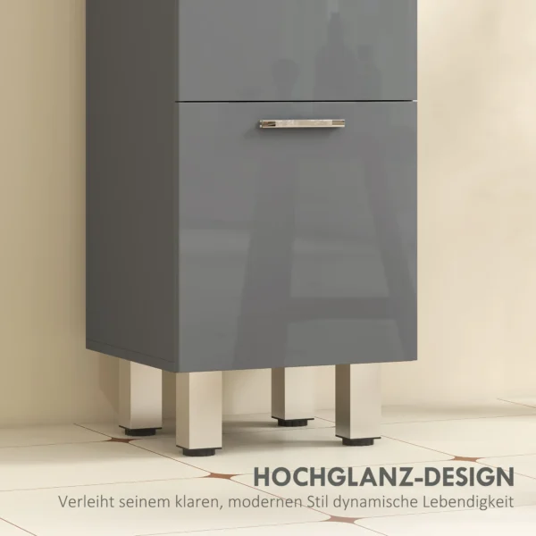 Badkamerkast, Badkamerkast, 4 Laden, Spaanplaat, Glad, Grijs