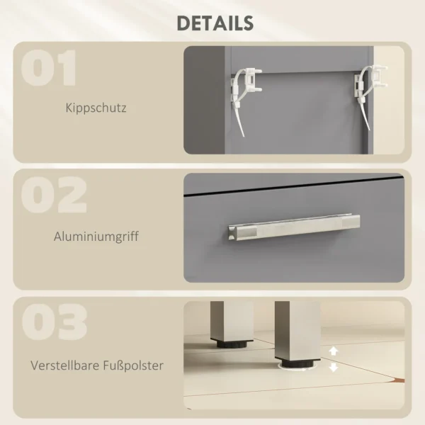 Badkamerkast, Badkamerkast, 4 Laden, Spaanplaat, Glad, Grijs