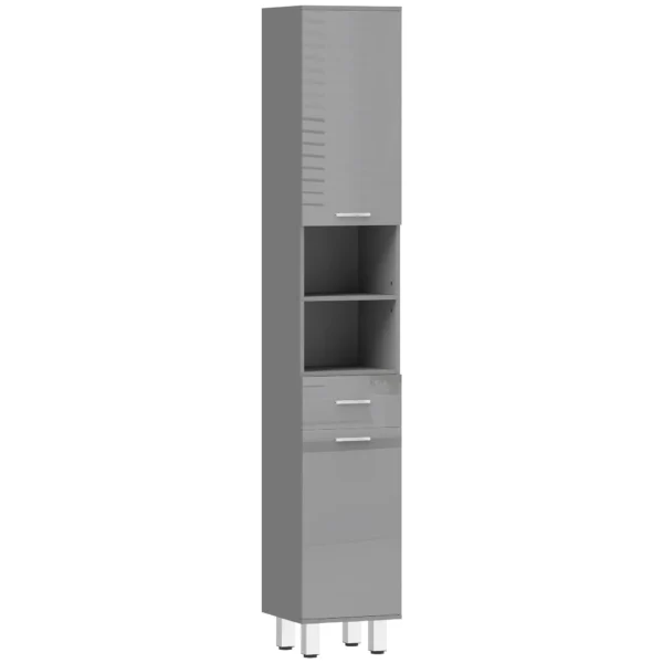 Badkamerkast, Badkamerladekast, Met Planken En Lade, Verstelbaar, Grijs