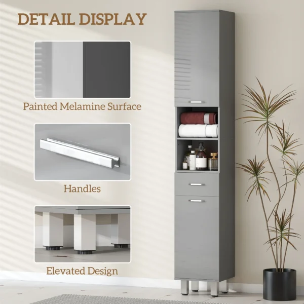 Badkamerkast, Badkamerladekast, Met Planken En Lade, Verstelbaar, Grijs