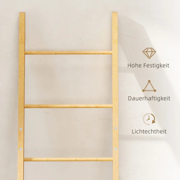 Badkamerrek, 2 in 1 Badkamerrek Met 3 Stangen, Afneembare 48L Wasmand, Bamboe, 43 X 35 X 133 Cm, Crèmewit