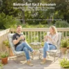 Balkonmeubelset 3 delig Tuinmeubelset Met Tafel Kussens Stalen Frame Verstelbare Voetpads, Ademend Lichtgrijs