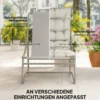 Balkonmeubelset 3 delig Tuinmeubelset Met Tafel Kussens Stalen Frame Verstelbare Voetpads, Ademend Lichtgrijs