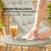 Balkonmeubelset 3 delig Tuinmeubelset Met Tafel Kussens Stalen Frame Verstelbare Voetpads, Ademend Lichtgrijs