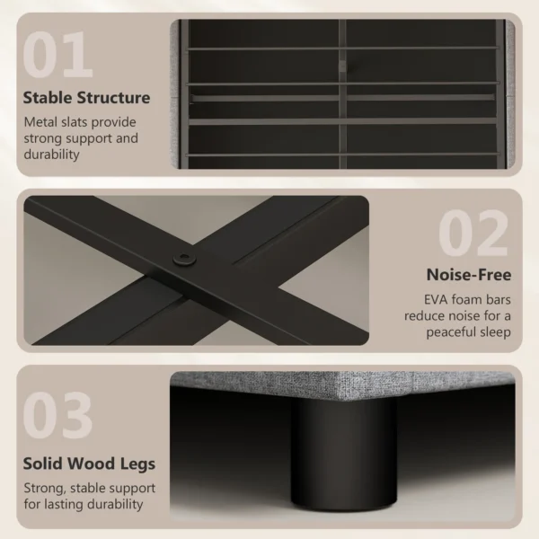 Bedframe 140 X 200 Cm Met Hoofd En Voeteneinde, Platformbed Met Hydraulische Opbergruimte, LED verlichting