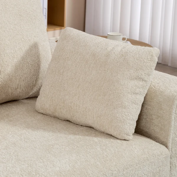 Beige 3 zits Bank Met Regendruppel Fluwelen Bekleding, Diepe Zit, Veren Kussens, Brede Armleuningen En 4 Kussens