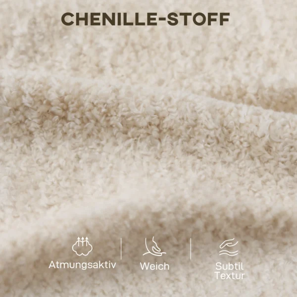 Beige 3 zits Bank Met Regendruppel Fluwelen Bekleding, Diepe Zit, Veren Kussens, Brede Armleuningen En 4 Kussens