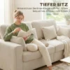 Beige 3 zits Bank Met Regendruppel Fluwelen Bekleding, Diepe Zit, Veren Kussens, Brede Armleuningen En 4 Kussens