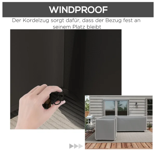 Beschermhoes Voor Tuinmeubelen L vormige Waterdichte Hoes Voor Hoekbank, Anti UV 250 X 250 X 79 Cm Zwart