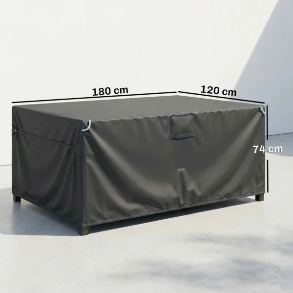 Beschermhoes Voor Tuinmeubelen Winterbestendig Waterdicht Winddicht Anti UV Afdekzeil 420D Oxford Stof 180x120x74cm Zwart