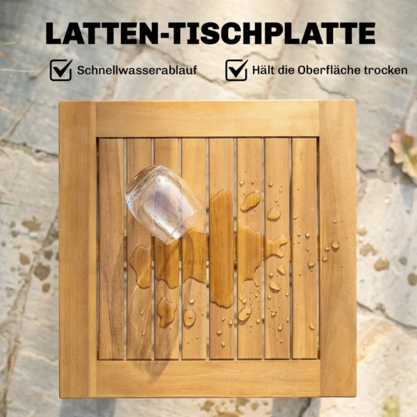 Bijzettafel 48 X 48 Cm Weerbestendig Tuintafel Met Lamellenontwerp Verstelbare Voeten, Vierkant