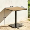 Bijzettafel 70 X 70 Cm Weerbestendig Tuintafel Met Houtlook Brede Basis, Vierkant Natuurhout