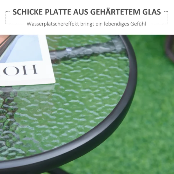 Bijzettafel Tuin Weerbestendige Tuintafel Met Glazen Tafelblad, Metalen Balkontafel Ø50x55H Cm