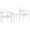 Bistroset 3 delige Metalen Tuinmeubelset Met 2 Tuinstoelen, Glazen Tafel, Lamellenontwerp, Roestbestendig