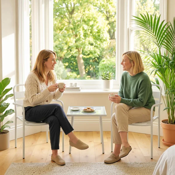 Bistroset 3 delige Metalen Tuinmeubelset Met 2 Tuinstoelen, Glazen Tafel, Lamellenontwerp, Roestbestendig