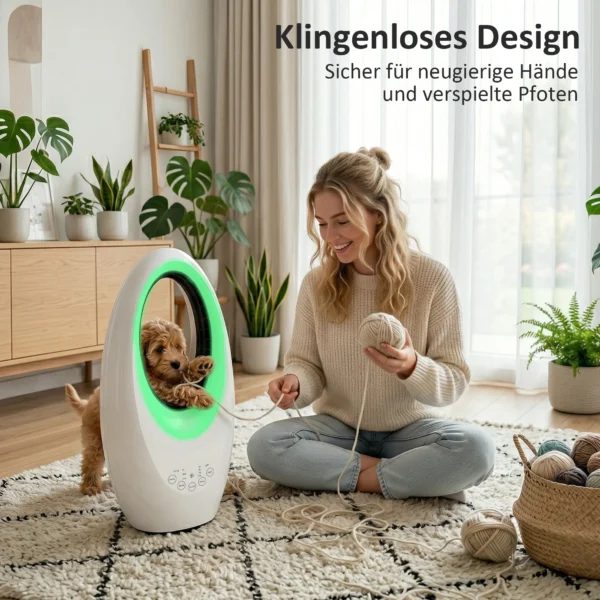 Bladloze Torenventilator, 36dB Stille Ventilator Met 60° Oscillatie, LED verlichting, 3 Snelheden, 7,5 uurs Timer, Afstandsbediening