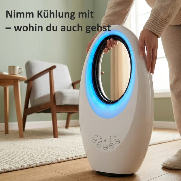 Bladloze Torenventilator, 36dB Stille Ventilator Met 60° Oscillatie, LED verlichting, 3 Snelheden, 7,5 uurs Timer, Afstandsbediening