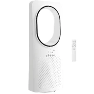 Bladloze Torenventilator Voor Slaapkamer, 36 DB Staande Ventilator Met 45° Oscillatie, 3 Snelheden, 3 Modi, 15 uurs Timer, Wit