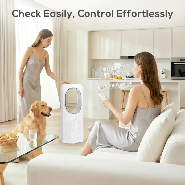 Bladloze Torenventilator Voor Slaapkamer, 36 DB Staande Ventilator Met 45° Oscillatie, 3 Snelheden, 3 Modi, 15 uurs Timer, Wit