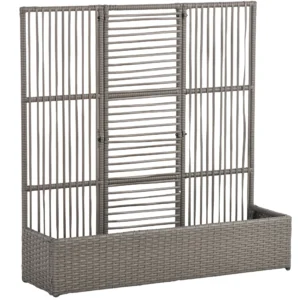 Bloembak Met Trellis, Weerbestendig, Polyrattan, 103 X 29 X 103 Cm, Grijs