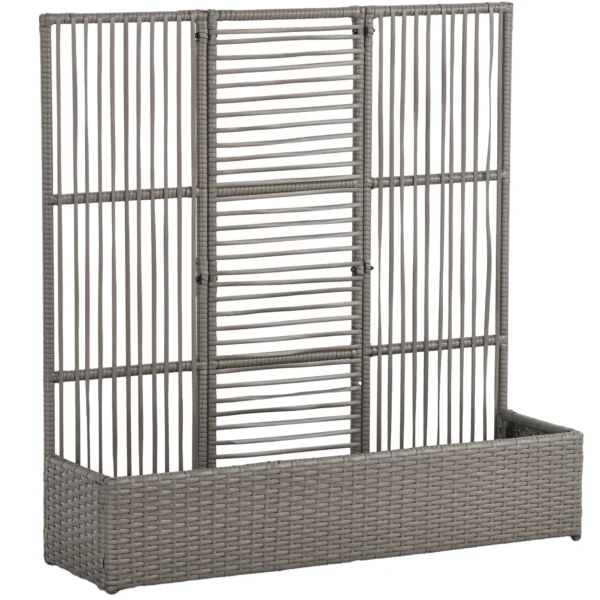 Bloembak Met Trellis, Weerbestendig, Polyrattan, 103 X 29 X 103 Cm, Grijs