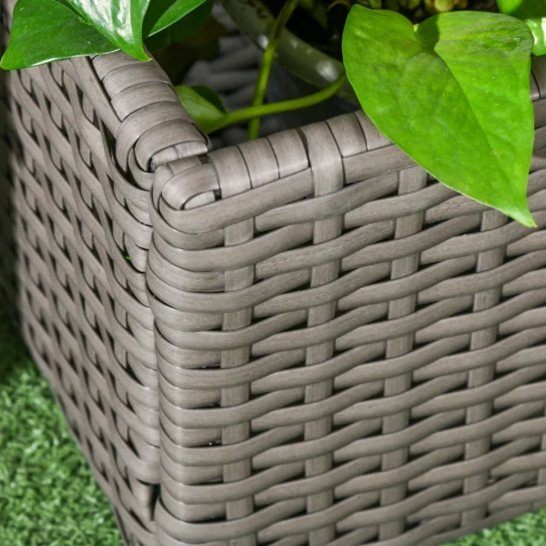 Bloembak Met Trellis, Weerbestendig, Polyrattan, 103 X 29 X 103 Cm, Grijs