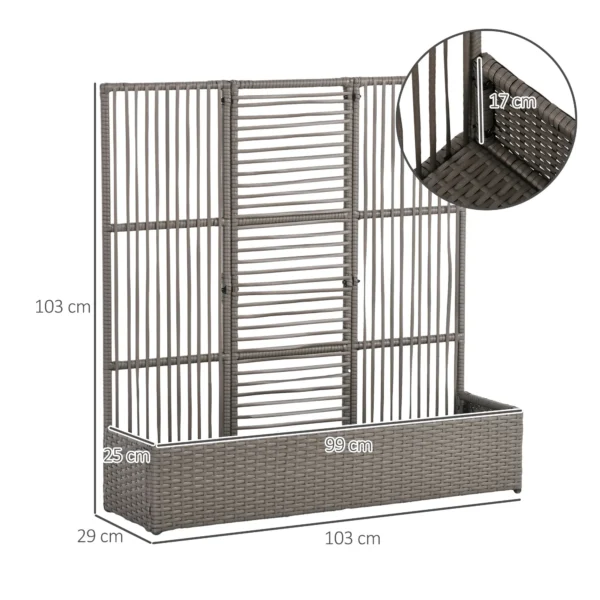 Bloembak Met Trellis, Weerbestendig, Polyrattan, 103 X 29 X 103 Cm, Grijs