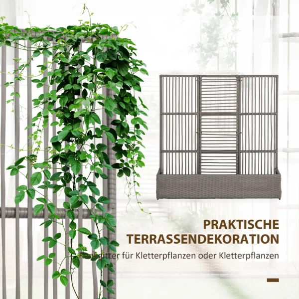Bloembak Met Trellis, Weerbestendig, Polyrattan, 103 X 29 X 103 Cm, Grijs