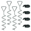 Bodemanker Schroef 4 delige Set 32 Cm Spiraalvormige Trampoline Palen Anker Met Driehoekige Handvat, Verstelbare Riemen Zilver