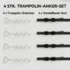 Bodemanker Schroef 4 delige Set 32 Cm Spiraalvormige Trampoline Palen Anker Met Driehoekige Handvat, Verstelbare Riemen Zilver