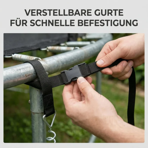 Bodemanker Schroef 4 delige Set 32 Cm Spiraalvormige Trampoline Palen Anker Met Driehoekige Handvat, Verstelbare Riemen Zilver