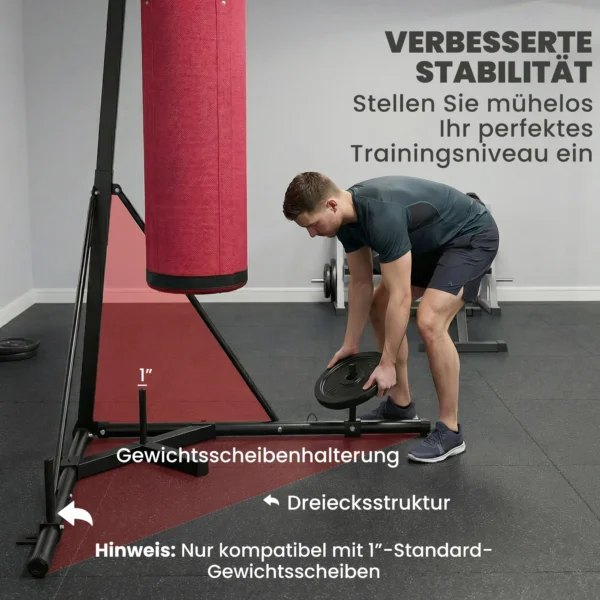 Bokszakstandaard 185 231cm Hoogte Verstelbaar Vrijstaande Bokszakhouder Met Bokszak Driehoeksbasis Gewichthouder