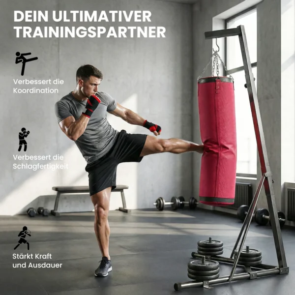 Bokszakstandaard 185 231cm Hoogte Verstelbaar Vrijstaande Bokszakhouder Met Bokszak Driehoeksbasis Gewichthouder