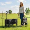 Bolderwagen 60L Opvouwbare Handwagen Tuinwagen Transportwagen Met Telescopische Handgreep Achterklep Drankhouder