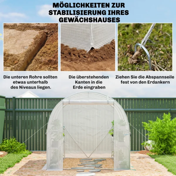 Broeikas Ca. 2,7 X 2 X 2 M Broeikas Met Rekken Rolbaar Ritssluiting Deur 6 Netvensters Steunstangen