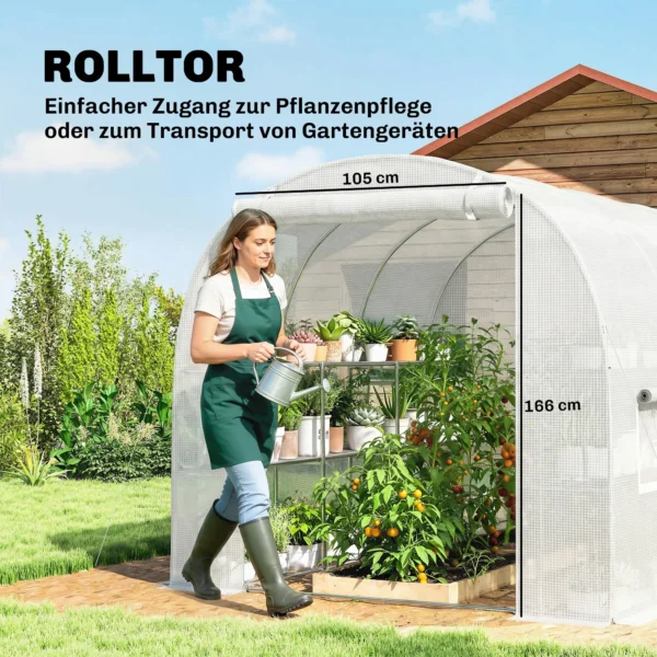 Broeikas Ca. 2,7 X 2 X 2 M Broeikas Met Rekken Rolbaar Ritssluiting Deur 6 Netvensters Steunstangen