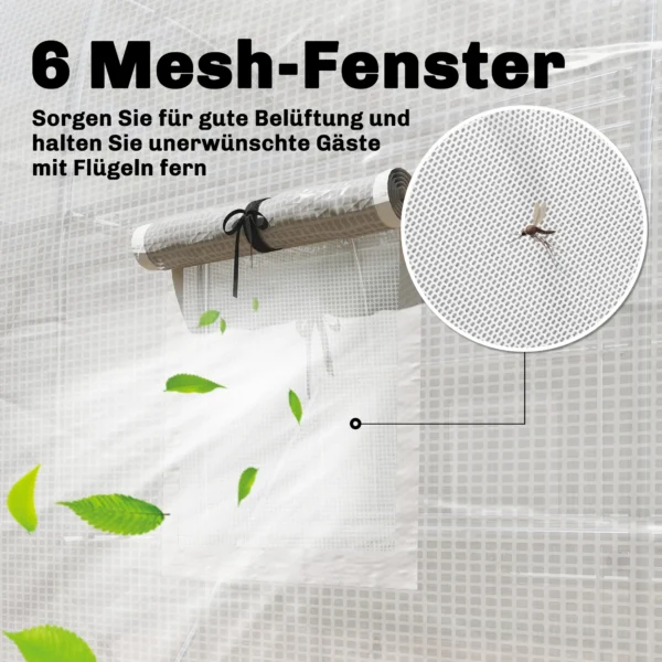 Broeikas Ca. 2,7 X 2 X 2 M Broeikas Met Rekken Rolbaar Ritssluiting Deur 6 Netvensters Steunstangen