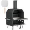 Buiten Pizzaoven Houtgestookte Pizza Oven Roestvrij Staal 2 Niveau Oven Met 1cm Dikke Pizzasteen Opvouwbare Poot