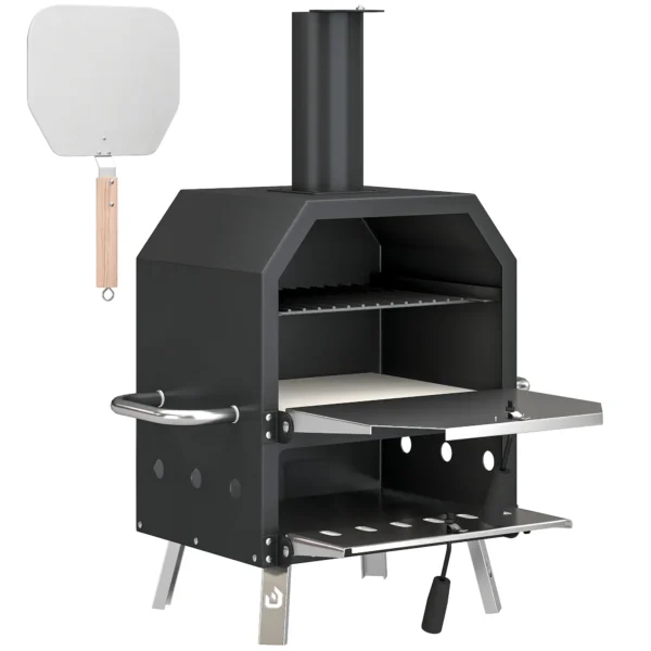 Buiten Pizzaoven Houtgestookte Pizza Oven Roestvrij Staal 2 Niveau Oven Met 1cm Dikke Pizzasteen Opvouwbare Poot