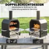 Buiten Pizzaoven Houtgestookte Pizza Oven Roestvrij Staal 2 Niveau Oven Met 1cm Dikke Pizzasteen Opvouwbare Poot