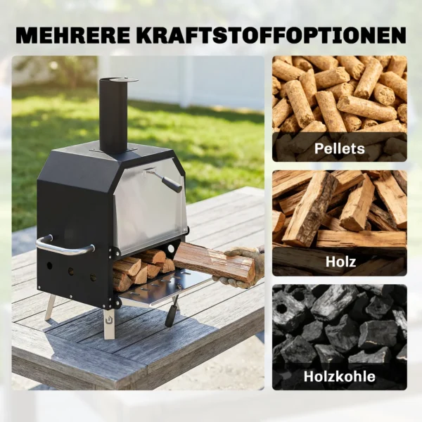 Buiten Pizzaoven Houtgestookte Pizza Oven Roestvrij Staal 2 Niveau Oven Met 1cm Dikke Pizzasteen Opvouwbare Poot