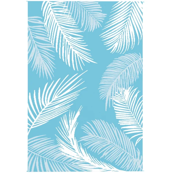 Buitentapijt Omkeerbaar Robuust Weerbestendig Buitentapijt Met Draagtas Grondankers 274 X 182 Cm Lichtblauw+Wit