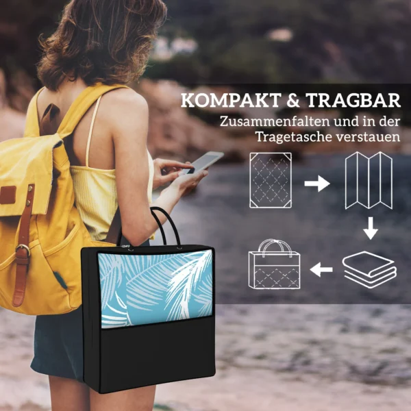 Buitentapijt Omkeerbaar Robuust Weerbestendig Buitentapijt Met Draagtas Grondankers 274 X 182 Cm Lichtblauw+Wit