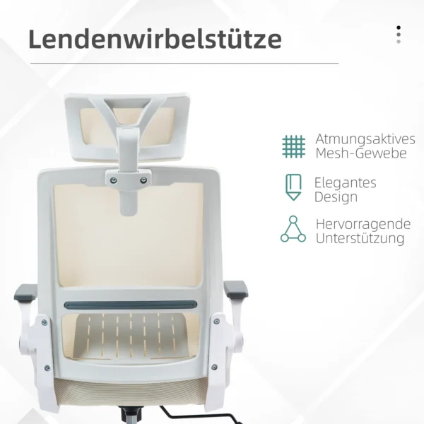 Bureaustoel, In Hoogte Verstelbaar, Met 1 Hoofdsteun, 60 X 61 X 121,5 Cm Beige